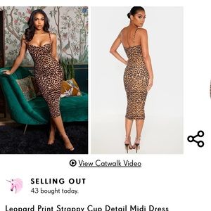 LEOPARD PRINT STRAPPY CUP DETAIL MIDI DRESS